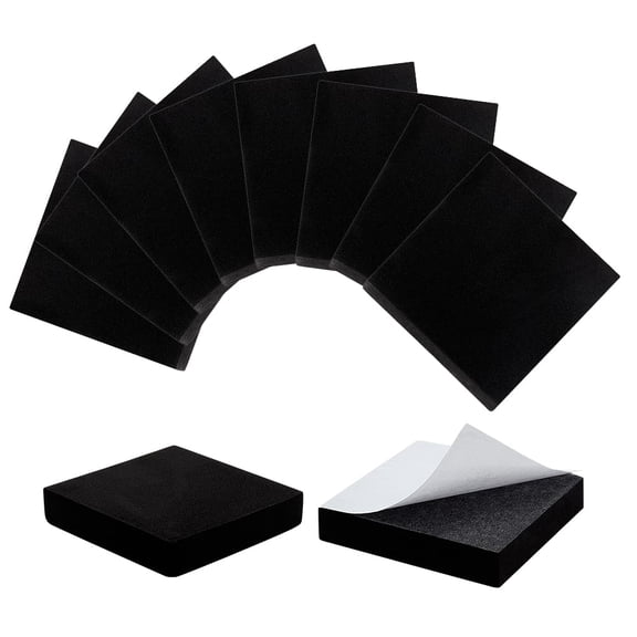 10Pcs Black Foam Sheets Adhesive Foam Padding 3.9x3.9 Inch 20mm Thick Closed Cell Foams Sheet Non-Slip Insulation Pads Vibration Adhesive Neoprene Pad