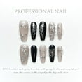 10Pcs Black Handmade Press on Nails Flower Ballet Wearable Rhinestone