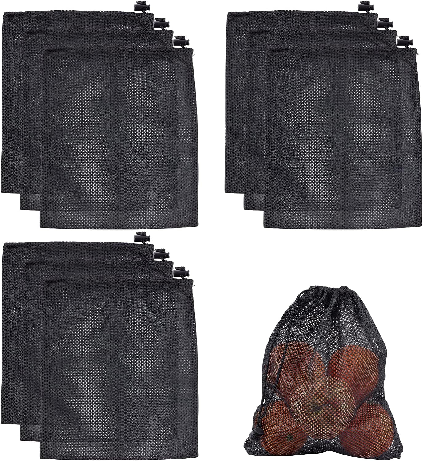 10Pcs Black Mesh Drawstring Bags Multi Functional Travel Stuff Sack ...