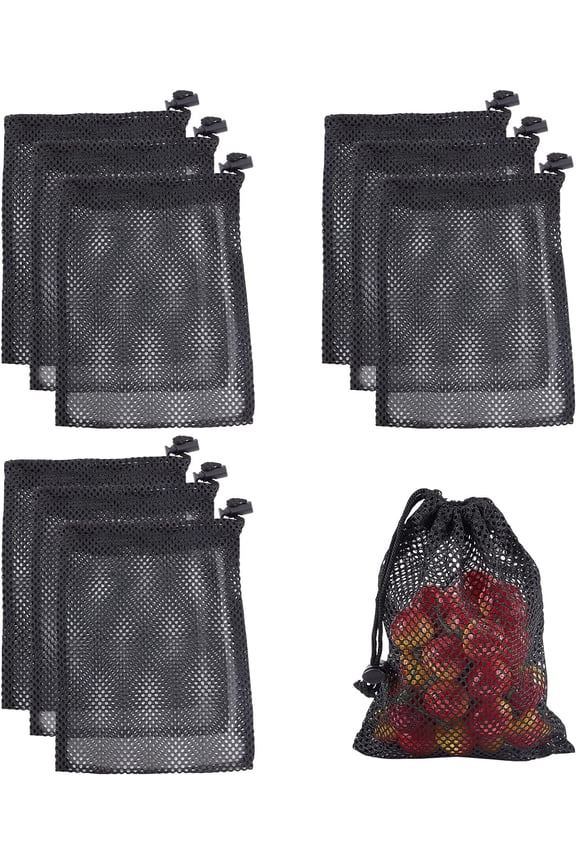 10Pcs Black Mesh Drawstring Bags Multi Functional Travel Stuff Sack with Drawstring Jewelry Pouches
