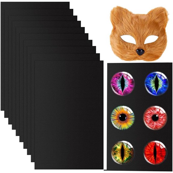 10Pcs Black Mesh Eye Fabric 11.8 x 7.9 Inch PVC Plastic Waterproof Printable Furries Cosplay Fursuits Blank Canvas Sheet for Costume Props DIY Crafting Home Decor Supplies
