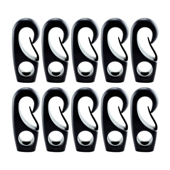 10Pcs Black Plastic Bungee Hook Boats Shock Cord Hook Bungee Rope Rowing Boats Tie Cord Hook Kayak Accessories