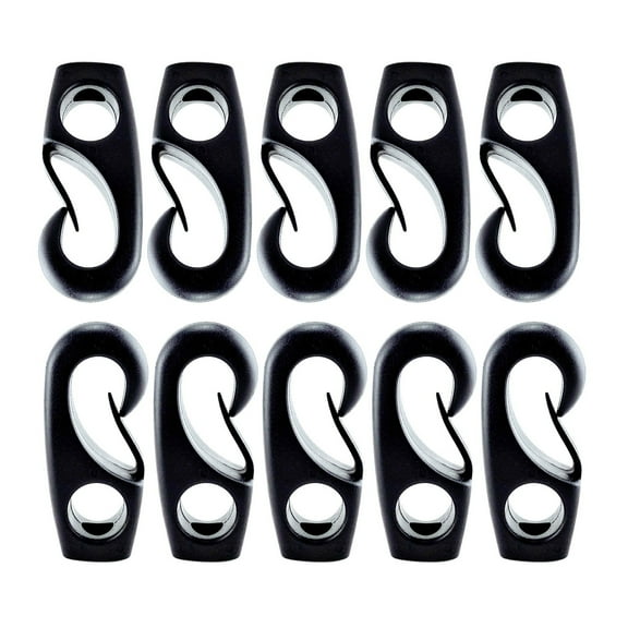 10Pcs Black Plastic Bungee Hook Bungee Rope Rowing Boats Tie Cord Hook Reusable Boats Shock Cord Hook Easy to Install