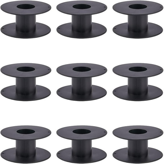 10Pcs Black Plastic Spool Large Empty Bobbins 6.9cm Flat Jewelry Beading Chain Lace String Cords Wire Thread Organizer Bobbin Spools for Sewing Embroidery Weaving DIY Crafts Accessories