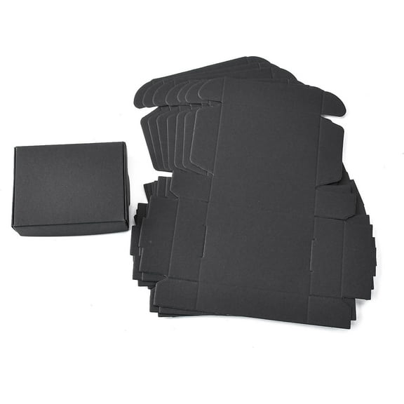 10Pcs Black Rectangle Kraft Paper Gift Box Black Shipping Boxes Rectangle Folding Boxes Jewelry Gift Boxes for Bracelets Earrings Necklaces Jewelry Gift Packaging 8x6x2cm