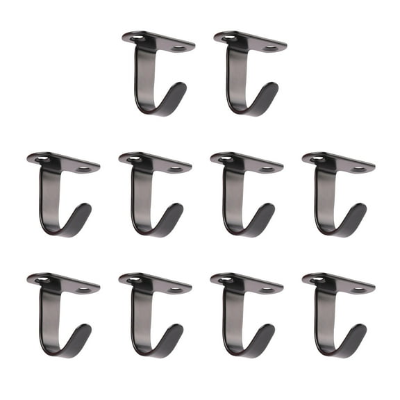 10Pcs Black Single Coat Hook Wall Mounted Ceiling Hooks Practical Stainless Steel Hanger for Stylish Home Decoration