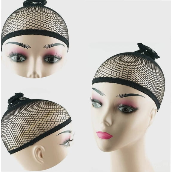 10Pcs Black Stretchy Nylon Wig Cap Elastic Nylon Close Open Stocking Wigs Cup Wig Stocking Cap Hair Caps for Women Makeup