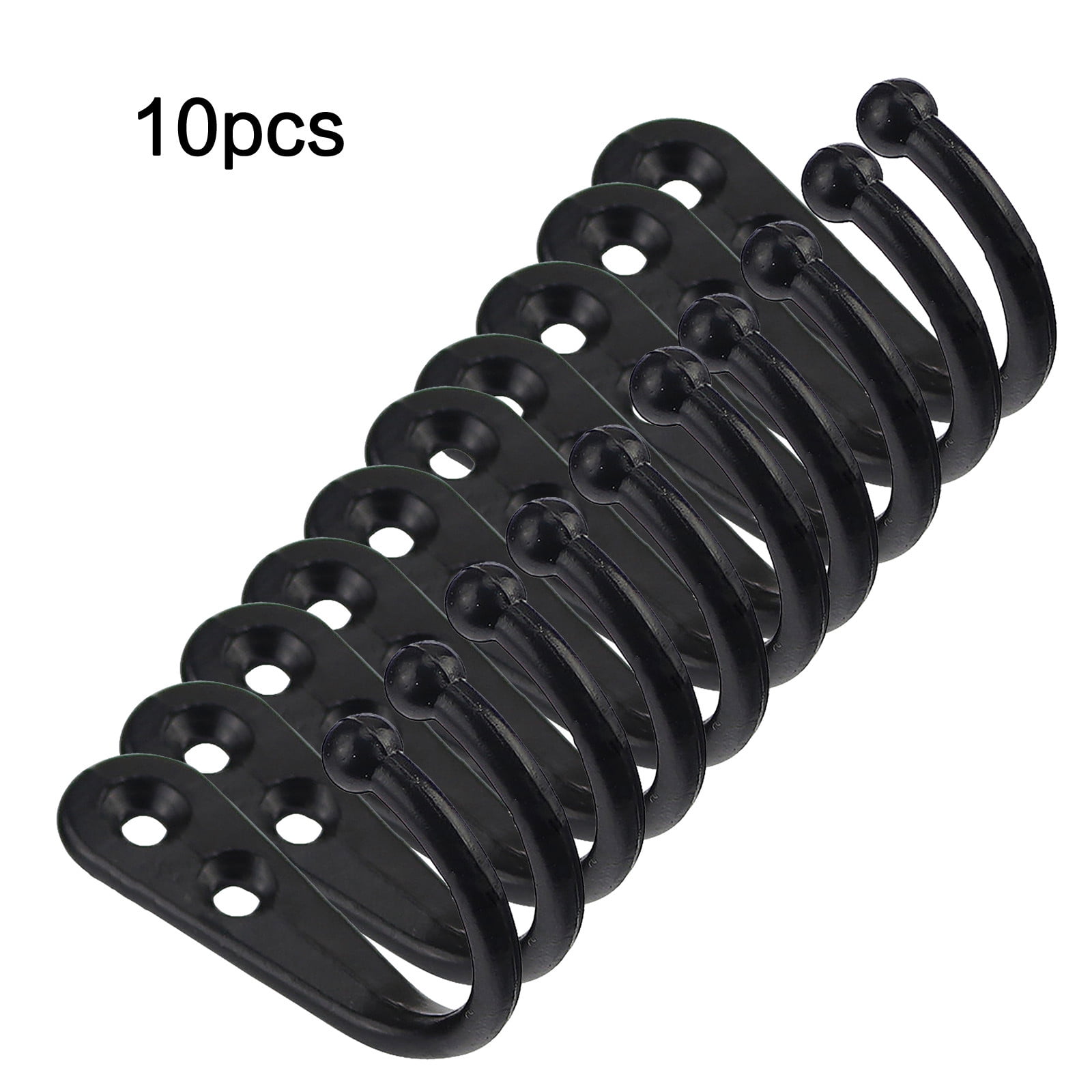 10Pcs Black Wall Mounted Clothes Hook With Double Holes, Wide View ...