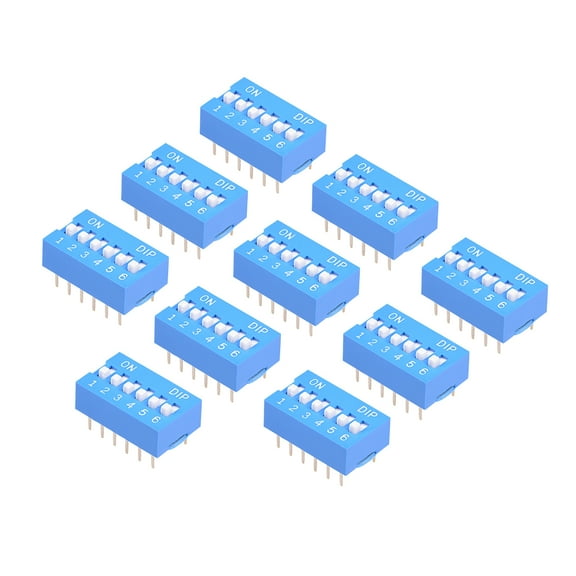10Pcs Blue DIP Switch Horizontal 1-6 Positions 2.54mm Pitch for Circuit PCB