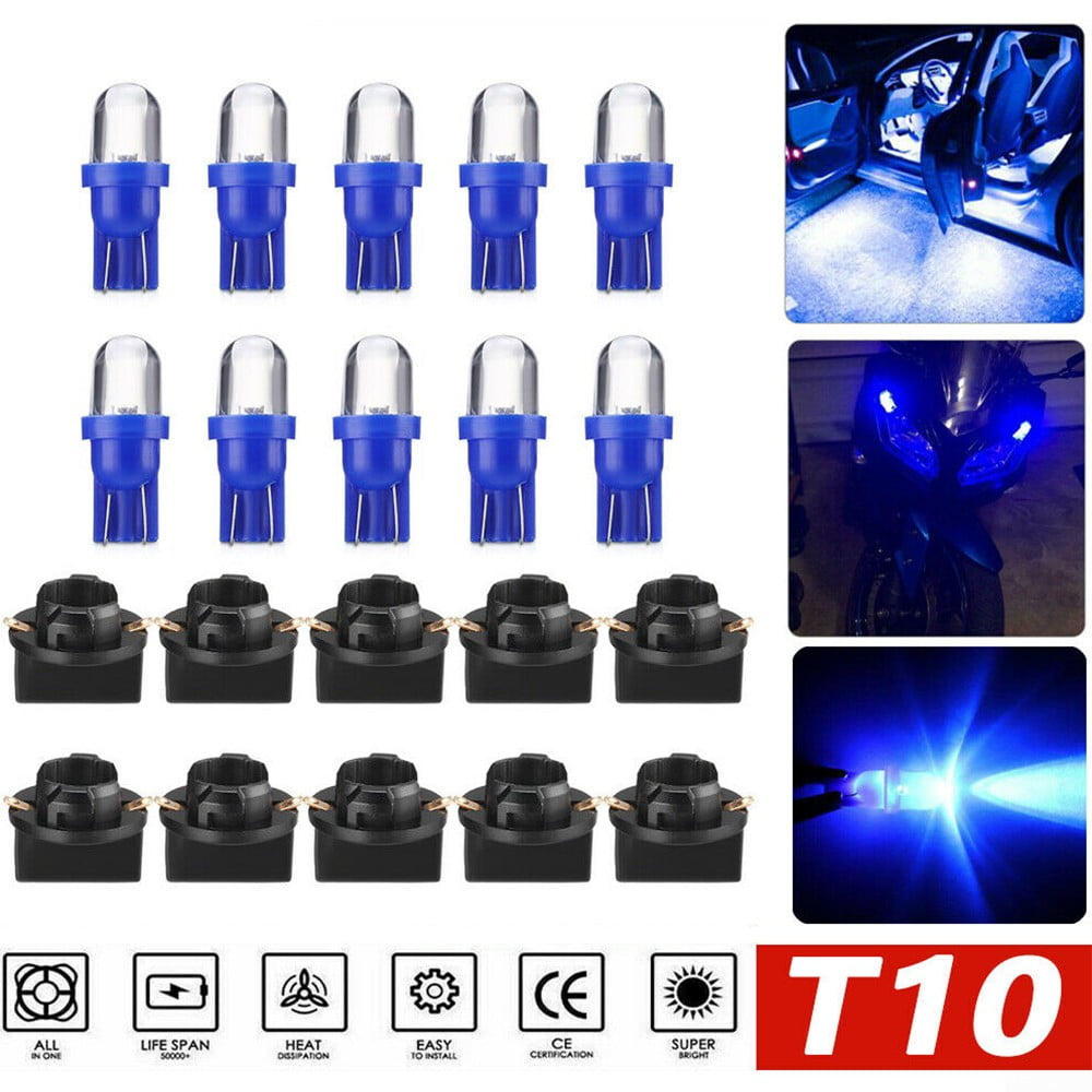 10Pcs Blue T10 194 LED Bulbs for Instrument Gauge Cluster Dash Light W ...