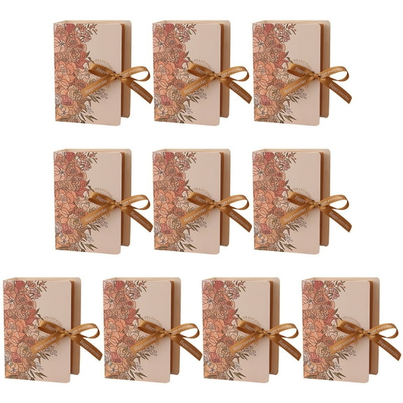 10Pcs Book Shape Gifts Package Box Clear Print Paper Wedding Favor Present Package Box for Birthday-Champagne