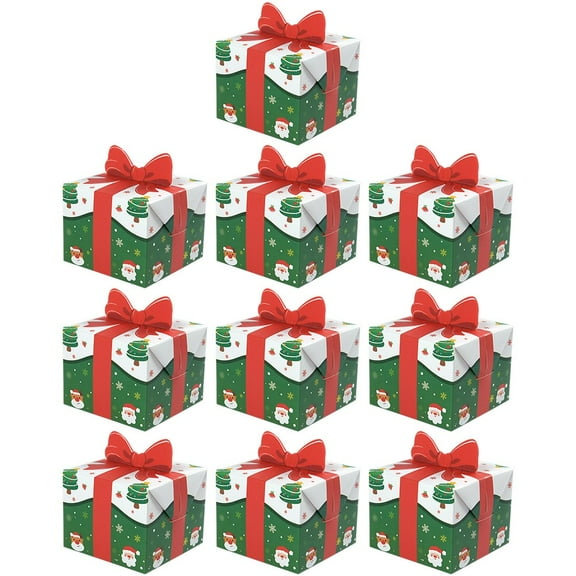 10Pcs Bowknot Mini Christmas Packaging Box Foldable DIY Gift Storage Box Cartoon Candy Box Xmas Supplies Gift Packaging
