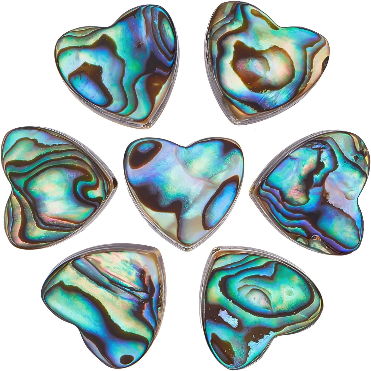 10Pcs/Box Abalone Shell Beads Heart Shape Paua Shell Beads Colorful ...