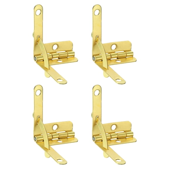 10Pcs Box Quadrant Hinge, 22x28mm Box Hinge Cases with Side Rail Retaining Arm 90 Degree Folding Support Hinges for Jewelry Wine Wooden Box, Imitation Gold