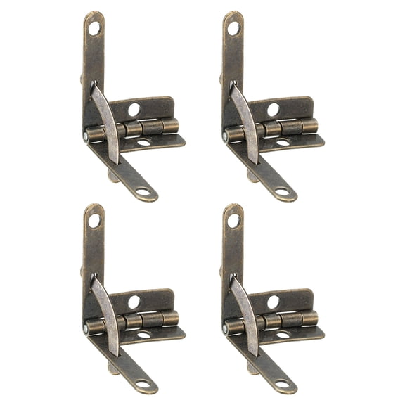 10Pcs Box Quadrant Hinge, 22x28mm Box Hinge Cases with Side Rail Retaining Arm 90 Degree Folding Support Hinges for Jewelry Wine Wooden Box, Bronze