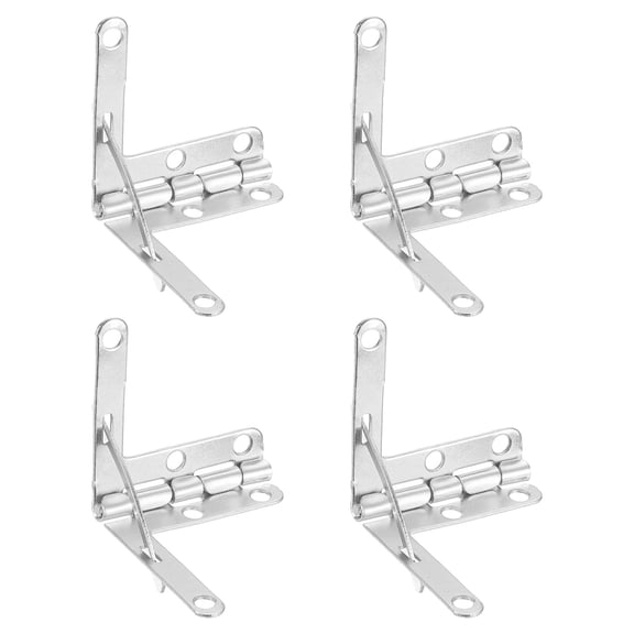 10Pcs Box Quadrant Hinge, 30x32mm Box Hinge Cases with Side Rail Retaining Arm 90 Degree Folding Support Hinges for Jewelry Wine Wooden Box, Nickel Silver
