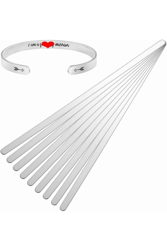 10Pcs Bracelet Engravable Blanks Stainless Steel Bangle Blanks 16cm Leather Bracelets Inner Core DIY Cuff Bracelet Blank Metal Stamping Blank for Bracelets Jewelry Making