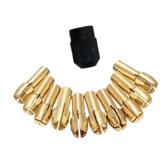 10Pcs Brass Collet Drill Chucks Bits 0.5-3.2Mm + Bolt Nut M8 * 0.75Mm Tool Set