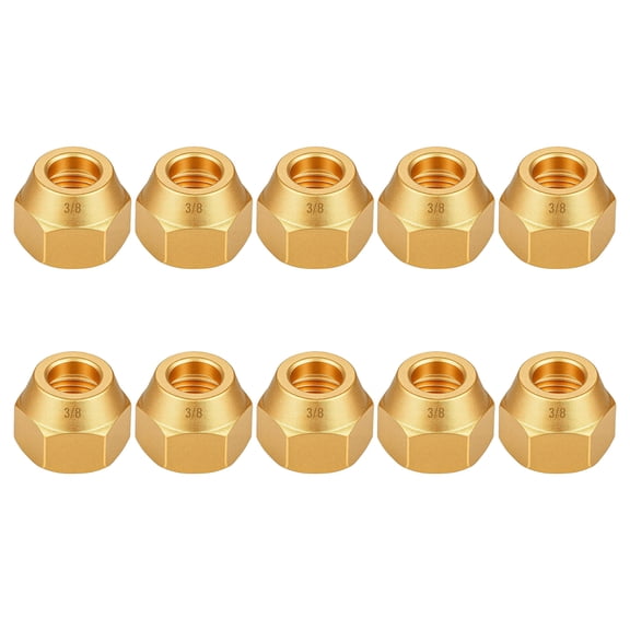 10Pcs Brass Flares Nut Copper Pipe Extension Joint Connectors Replacement Flares Tube Fittings Easy to Installation