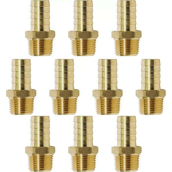 10Pcs Brass Hose Barb X Male Reducing Adapter 3/16In Hb X1/8In Mip Fuel Air Pipe