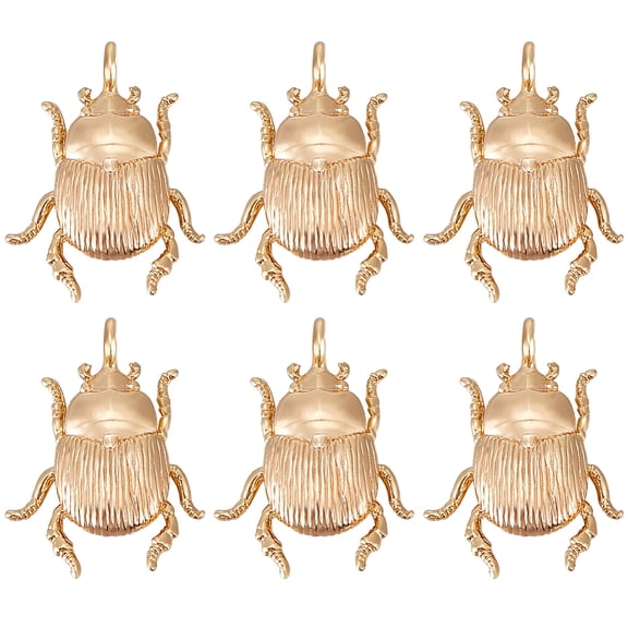 10Pcs Brass Pendants Insect Charm Real 18K Gold Plated 17x13.5x3mm Hole: 1.6mm DIY