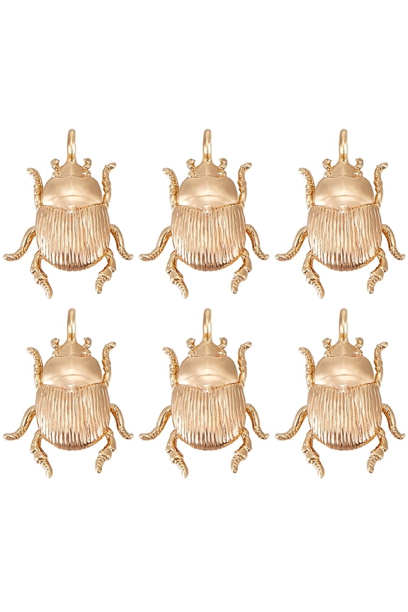 10Pcs Brass Pendants Insect Charm Real 18K Gold Plated 17x13.5x3mm Hole: 1.6mm DIY