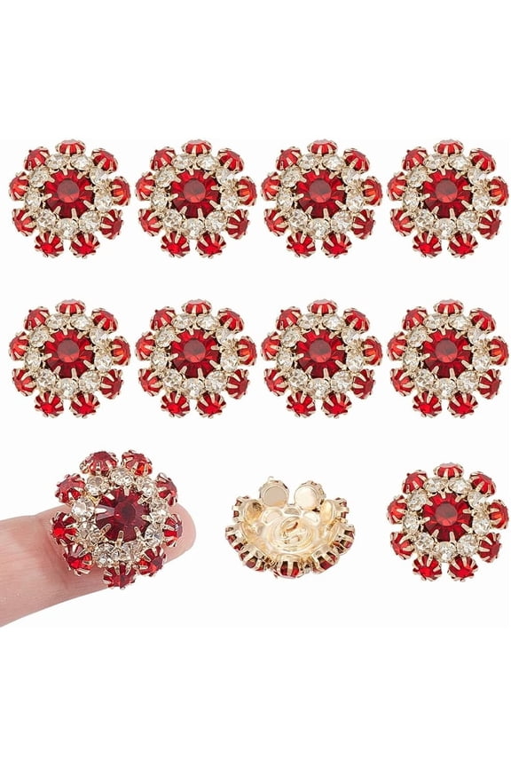 10Pcs Brass Rhinestone Buttons Sleeve Flower Buttons Detachable Shirt Clips Jewelry