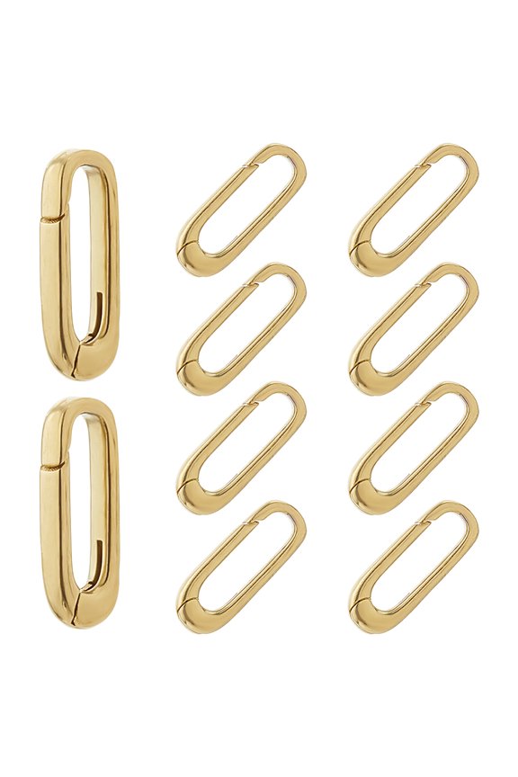 10Pcs Brass Spring Gate Rings Oval Golden 18x7x3mm
