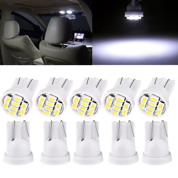 10Pcs Bright White LED Bulbs for Cars SMD Lights for Dashboard Interior, Easy Install, Low Power Consumption, 12V DC