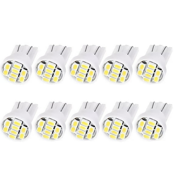 10Pcs Bright White LED Bulbs for Cars SMD Lights for Dashboard Interior, Easy Install, Low Power Consumption, 12V DC