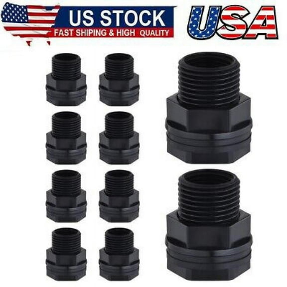 10Pcs Bulkhead Fitting, Garden Hose Threaded 3/4 Inch Male GHT x 1/2 Inch Female