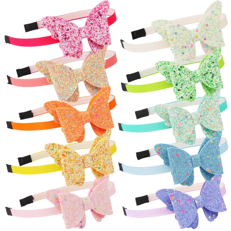 10Pcs Butterfly Headbands For Girls,Glitter Headband Rainbow  display picture 2