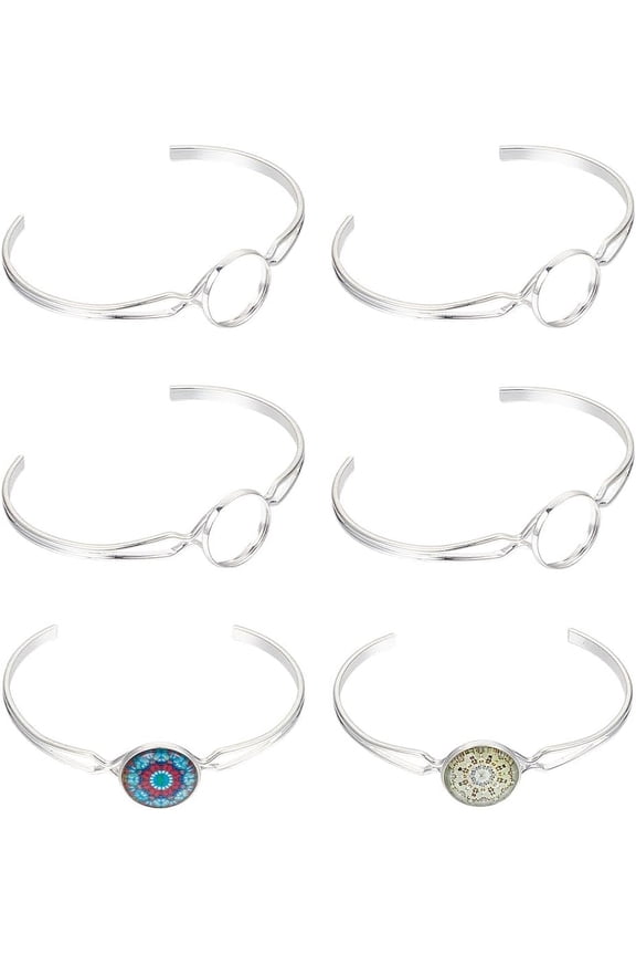 10Pcs Cabochon Bracelet Blanks Bracelet Cabochon Setting 16mm Blank Cuff Bracelets Bezel Tray Blank Bangle Adjustable Bracelet Blank Settings for Jewelry Making Women Adults DIY Supplies for DIY