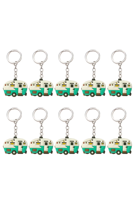 10Pcs Campers Keychain Soft Silicone Motorhomes Charm Keyring for Camping Enthusiasts Portable