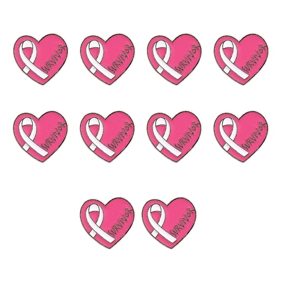 10Pcs Cancer Awareness Brooch Heart Shape Metal Lapel Pins with Back Clasp For Clothing Decoration Sewing Craft Project