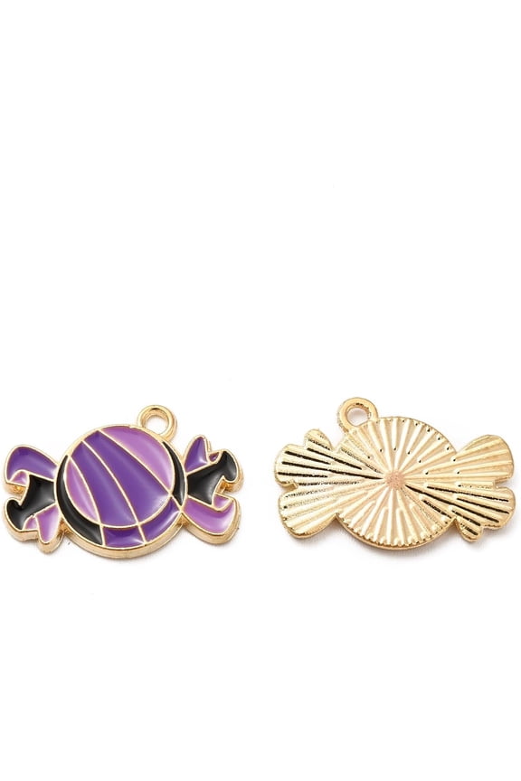 10Pcs Candy Charms Jewelry Findings Alloy Enamel Pendants Ornament for Women Jewelry DIY Necklace Bracelet Earring Making Golden 13x19.5x1.5mm Hole: 1.5mm