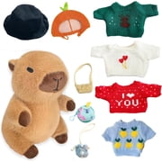 10Pcs Capybara Plush Toy Capybara Plush with 9 Clothes and Accessories Super Soft Capybara Stuffed Animal for Kids Girls Boys 10.2inch