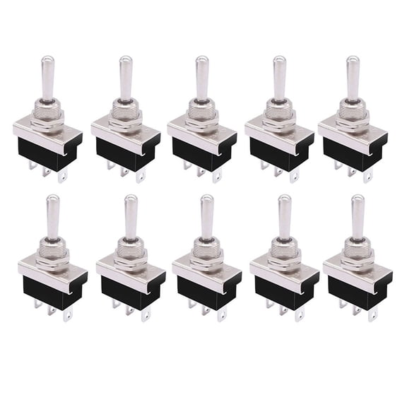 10Pcs Car 12V 25A Car Auto On/Off/On 3 Position 3 Pen Tilt Switch 25A Toggle Switch W/ Waterproof Cover Accessories Universal