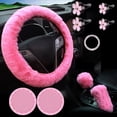 thumbnail image 1 of 10Pcs Car Interior Decoration Furry Steering Wheel Cover Set For Women With Cup Holders Decorations Car Accessories, 1 of 9