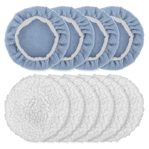 10Pcs Car Polishing Bonnet Pads Lambskin & Microfiber Covers Auto Detailing Tool for Professional Auto Detailing & Care