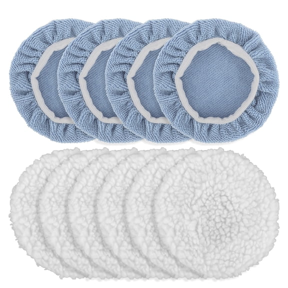 10Pcs Car Polishing Bonnet Pads Lambskin & Microfiber Covers Auto Detailing Tool for Professional Auto Detailing & Care