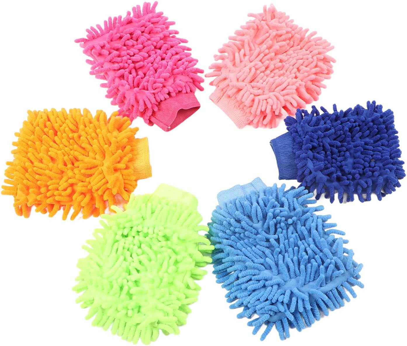 10Pcs Car Wash Mitt Chenille Microfiber Soft Cleaning Gloves Scratch Free, Double Sided Reusable Wash Glove, Efficiently Removes Dirt and Grime