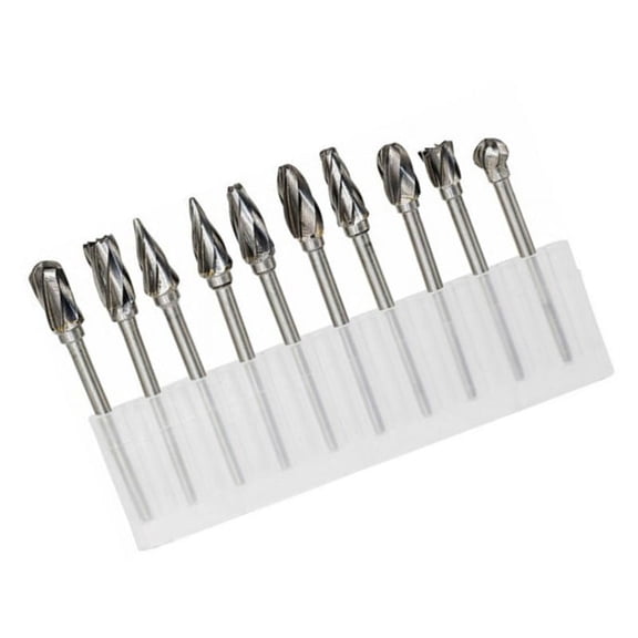 10Pcs Carbide Burr Set Aluma Cut Carbide Rotary Burrs for Grinding Aluminum