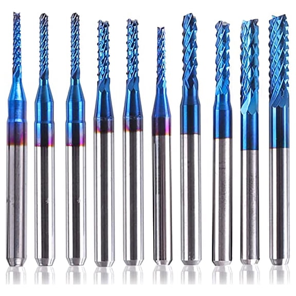10Pcs Carbide End Mill Engraving Milling Cutter Set,Wood, Metal Engraving,0.8-3.175mm Shank End Mill Cutter for DIY, Hobby, Professional Use,Blue Corn Design Milling Cutter Set for Precision Work