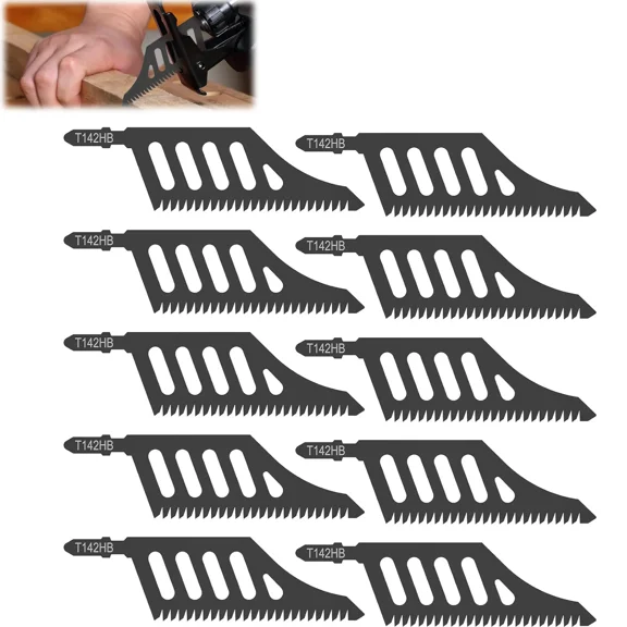 10Pcs Carbon Steel Jigsaw Blade Set,T Shank Jig Saw Blade Professional Jig Saw Accessories for Soft Wood Plywood Fiberboard(wwx)