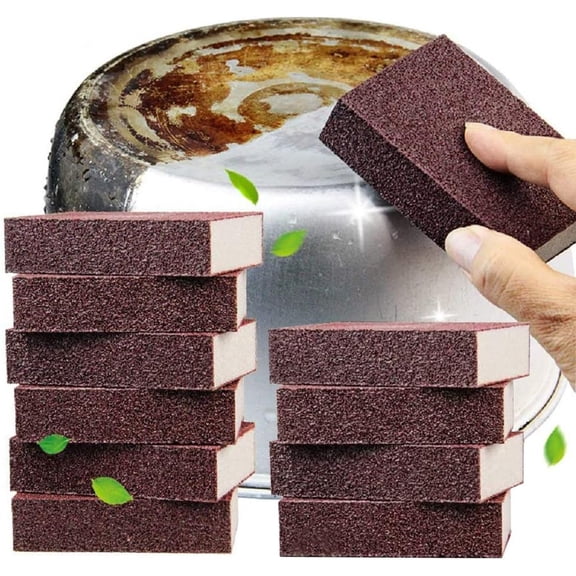10Pcs Carborundum Sponge Nano Emery Sponges Pot Clean Brush Rust Eraser Grit Scouring Pads Pot Cleaning Pads with Carborundum for Quickly Cleans
