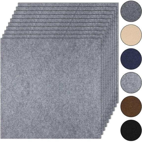 10Pcs Carpet Tiles Peel and Stick 24”x 24” Non-Slip Self Adhesive Squares Carpet Floor Tile Reusable Waterproof Carpet for Living Room Bedroom