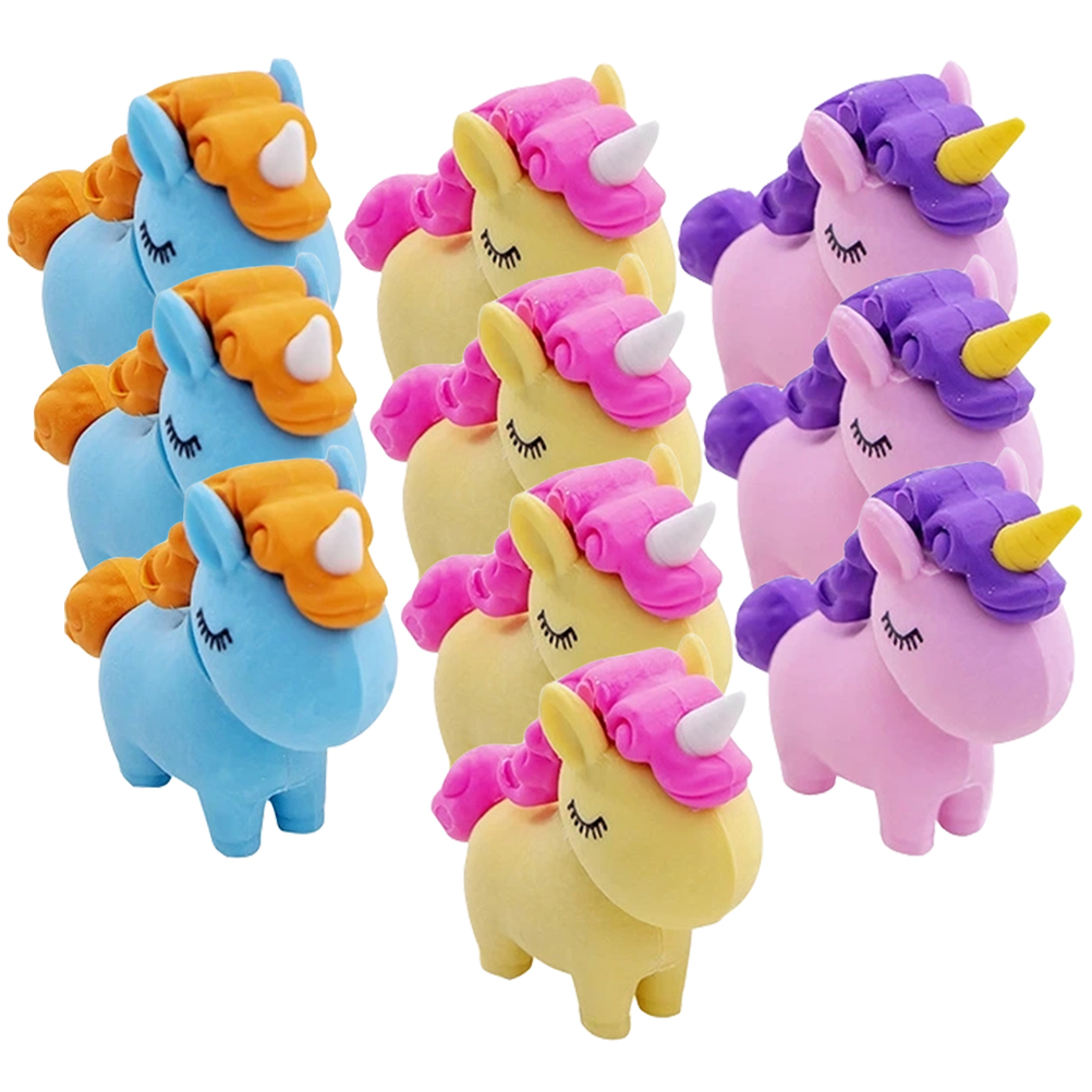 10Pcs Cartoon Unicorn Erasers Taken Apart Erasers Mini Erasers Adorable