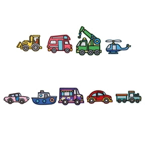 10Pcs Cartoon Vehicle Iron-On Patches Embroidered Adhesive Appliques For Kids/Adults, Jackets, Backpacks, Hats