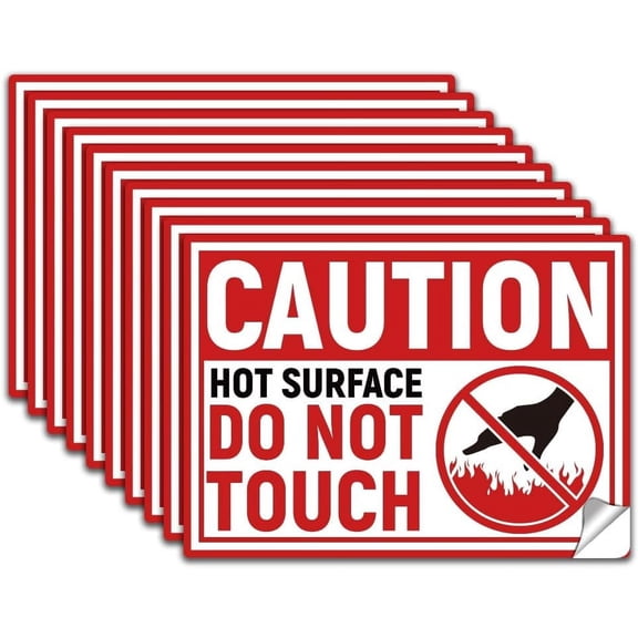 10Pcs Caution Hot Surface Do Not Touch Sign Sticker PVC Waterproof Hot Surface Do Not Touch Warning Stickers Decal for Business Home Self Adhesive Sign for Indoor Outdoor 5.1x7.1 Inch Mixed Color